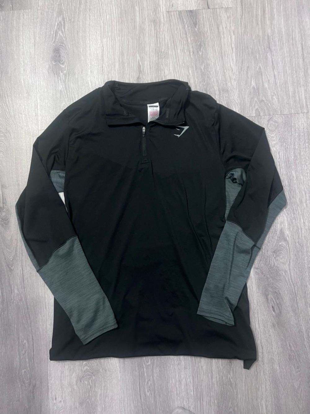 Gymshark Black Half-Zip Performance Top with Silver Logo